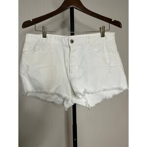 H&M white distressed jean shorts-size 12